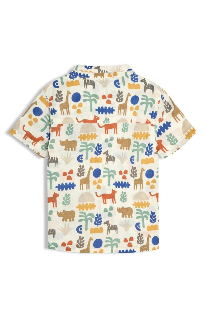 JOJO MAMAN BEBE Safari Print Shirt & Shorts Set, Alternate, color, Ecru