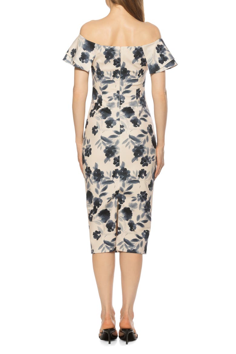 Winston Off the Shoulder Body-Con Midi Dress, Alternate, color, WATERCOLOR FLORAL