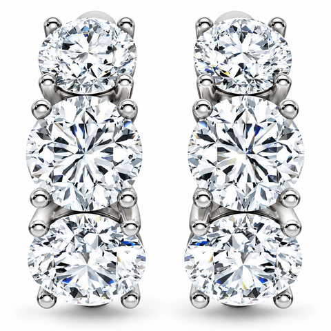 4.20ct Diamond Hoops 14k Gold Lab Grown 3/4" Tall