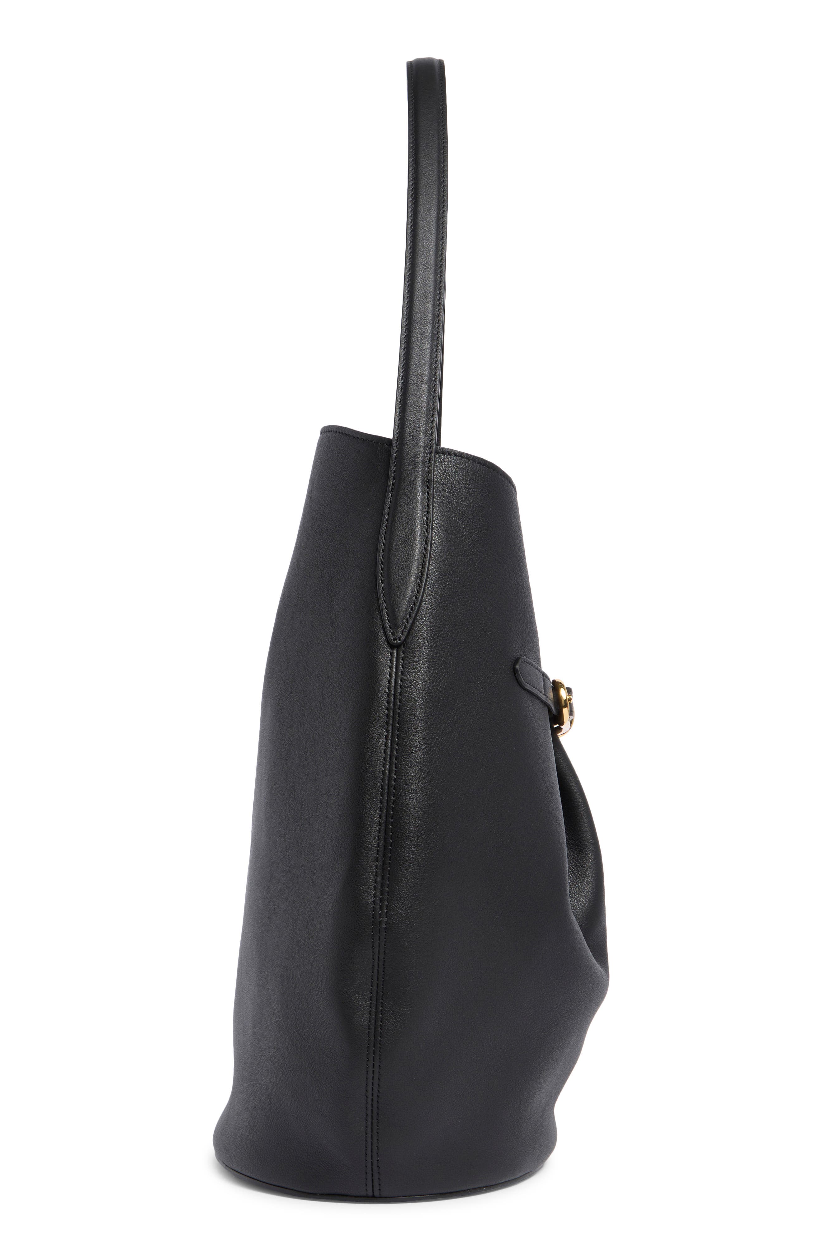 LIFFNER Large Belted Calfskin Bucket Bag, Alternate, color, Black