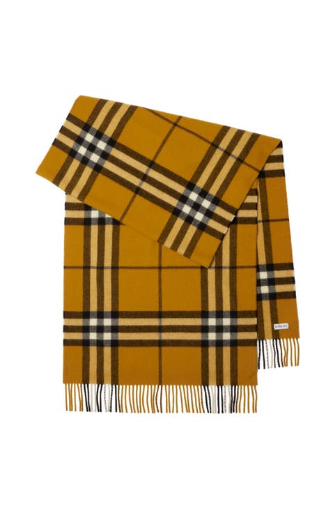 Wide Check Cashmere Scarf