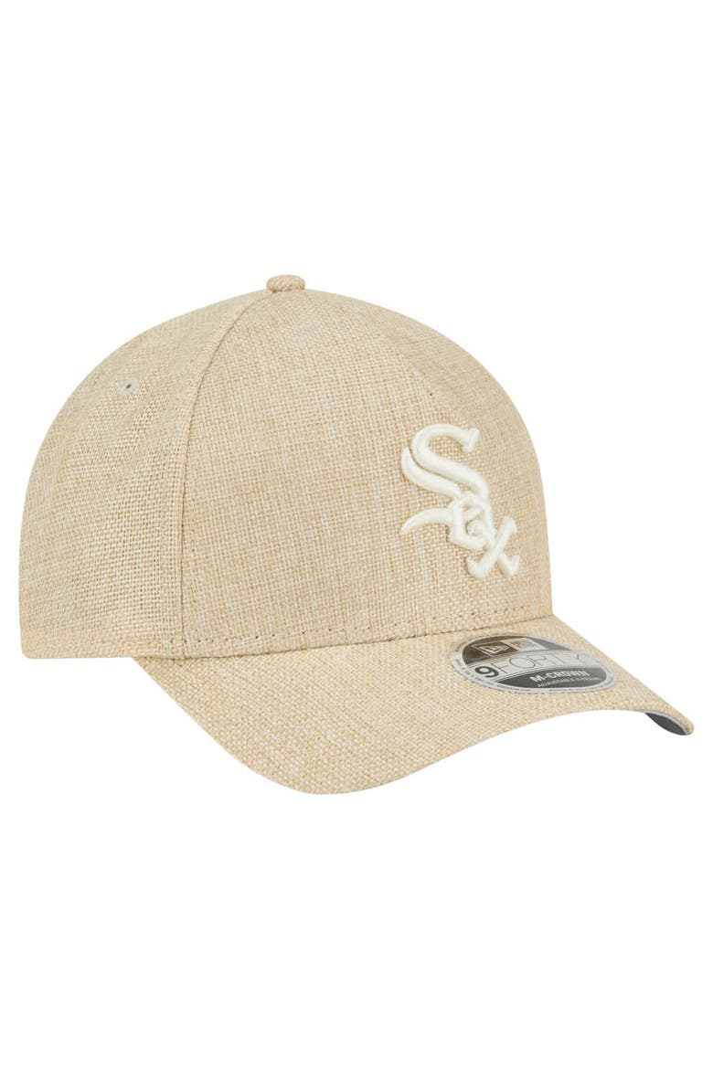 Men's New Era Beige Chicago White Sox Cotton Weave M-Crown A-Frame 9FORTY Adjustable Hat, Alternate, color, Beige