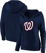 FANATICS Women's Fanatics Branded Navy Washington Nationals Official Logo Crossover V-Neck Pullover Hoodie