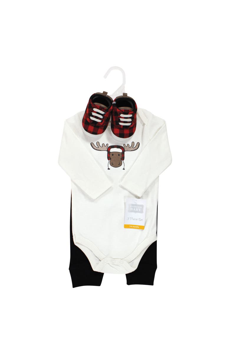 Hudson Baby Long Sleeve Bodysuit, Pants and Shoe, Alternate, color, Winter Moose