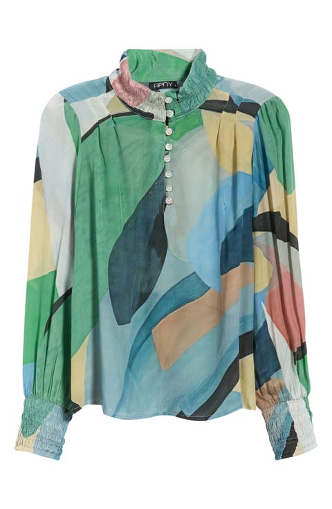 Print High Neck Shirt
