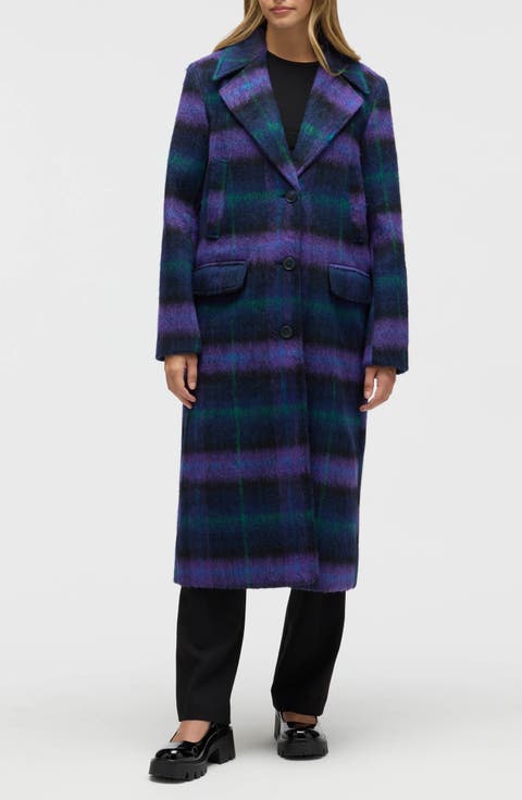 Oversize Plaid Notch Lapel Coat