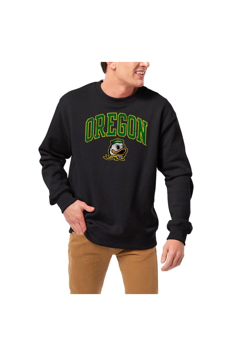 LEAGUE COLLEGIATE WEAR Men's League Collegiate Wear Black Oregon Ducks 1965 Arch Essential Lightweight Pullover Sweatshirt, Alternate, color,