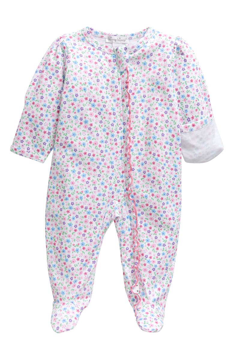 Kissy Kissy Ruffle Pima Cotton Footie, Main, color, 