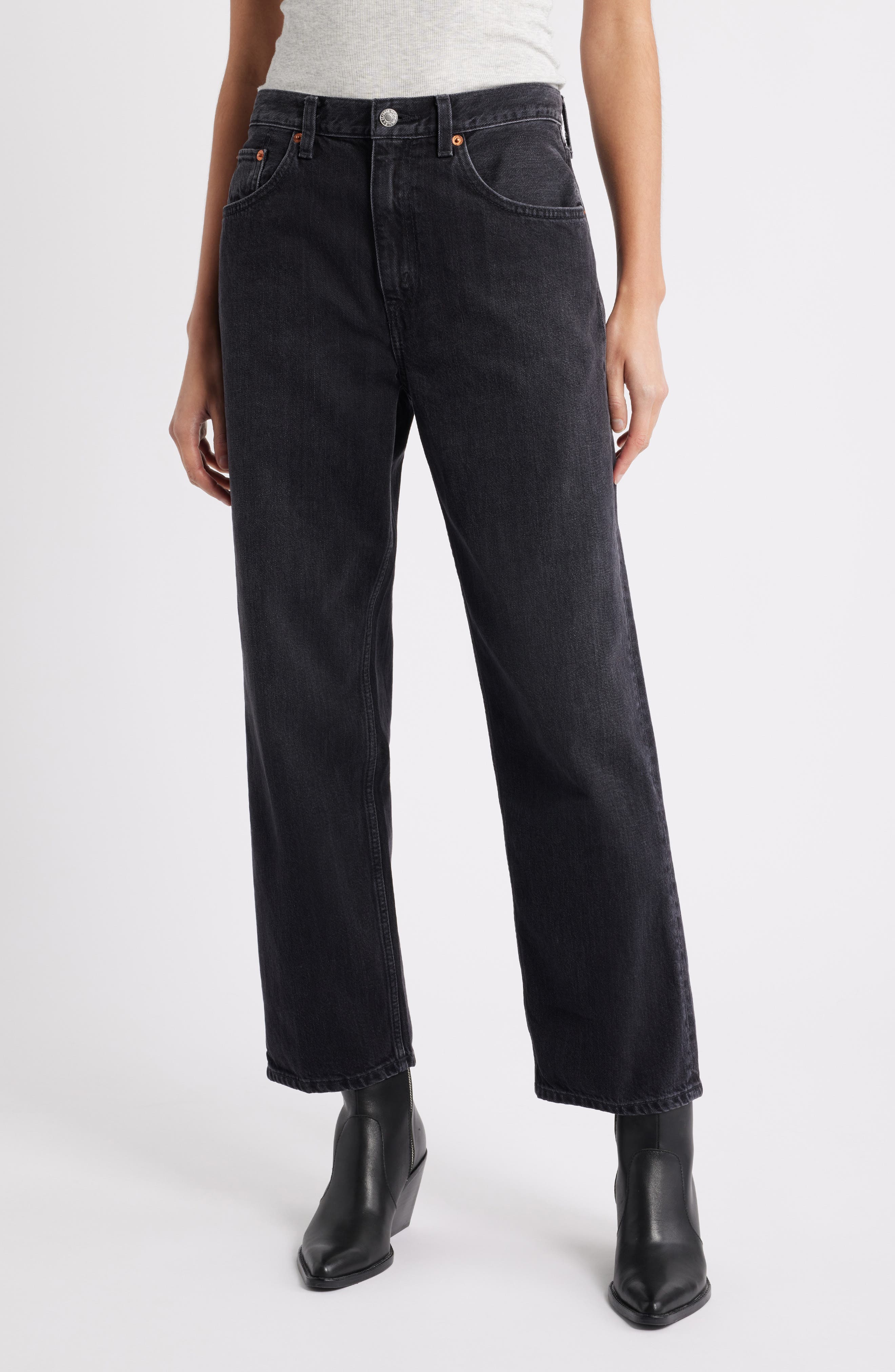 Re/Done The Ollie Mid Rise Straight Leg Jeans