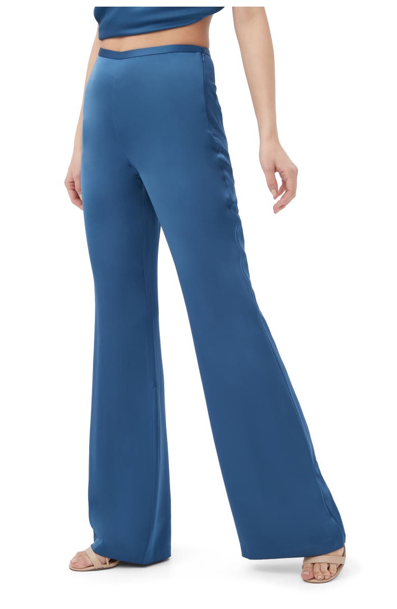 Trina Turk Anmitsu Satin Flare Leg Pant, Alternate, color, Sumi Blue