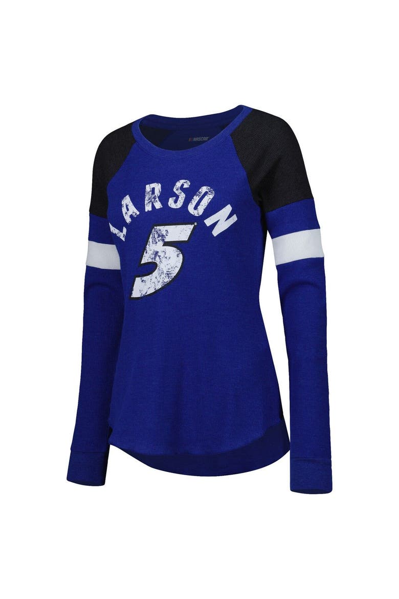 Women's G-III 4Her by Carl Banks Royal Kyle Larson Action Tri-Blend Thermal Raglan Long Sleeve T-Shirt, Alternate, color, Royal