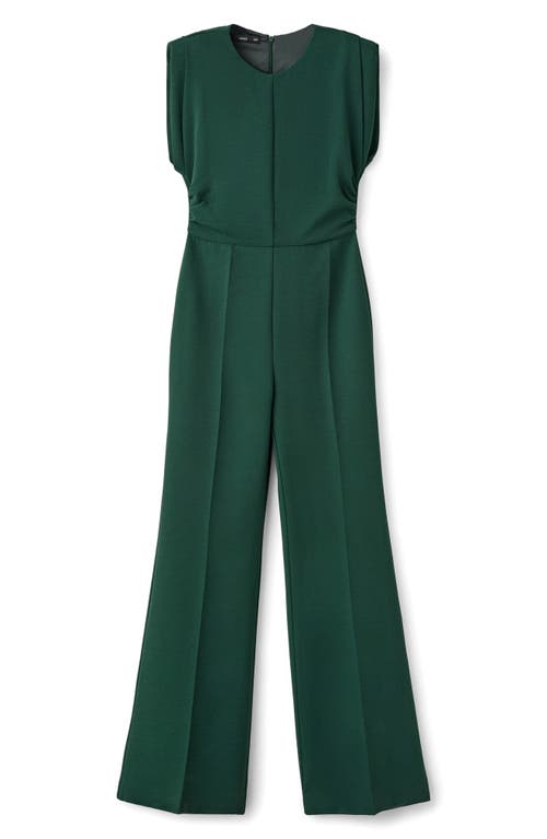Mango Ruched Sleeveless Wide Leg Jumpsuit In Green