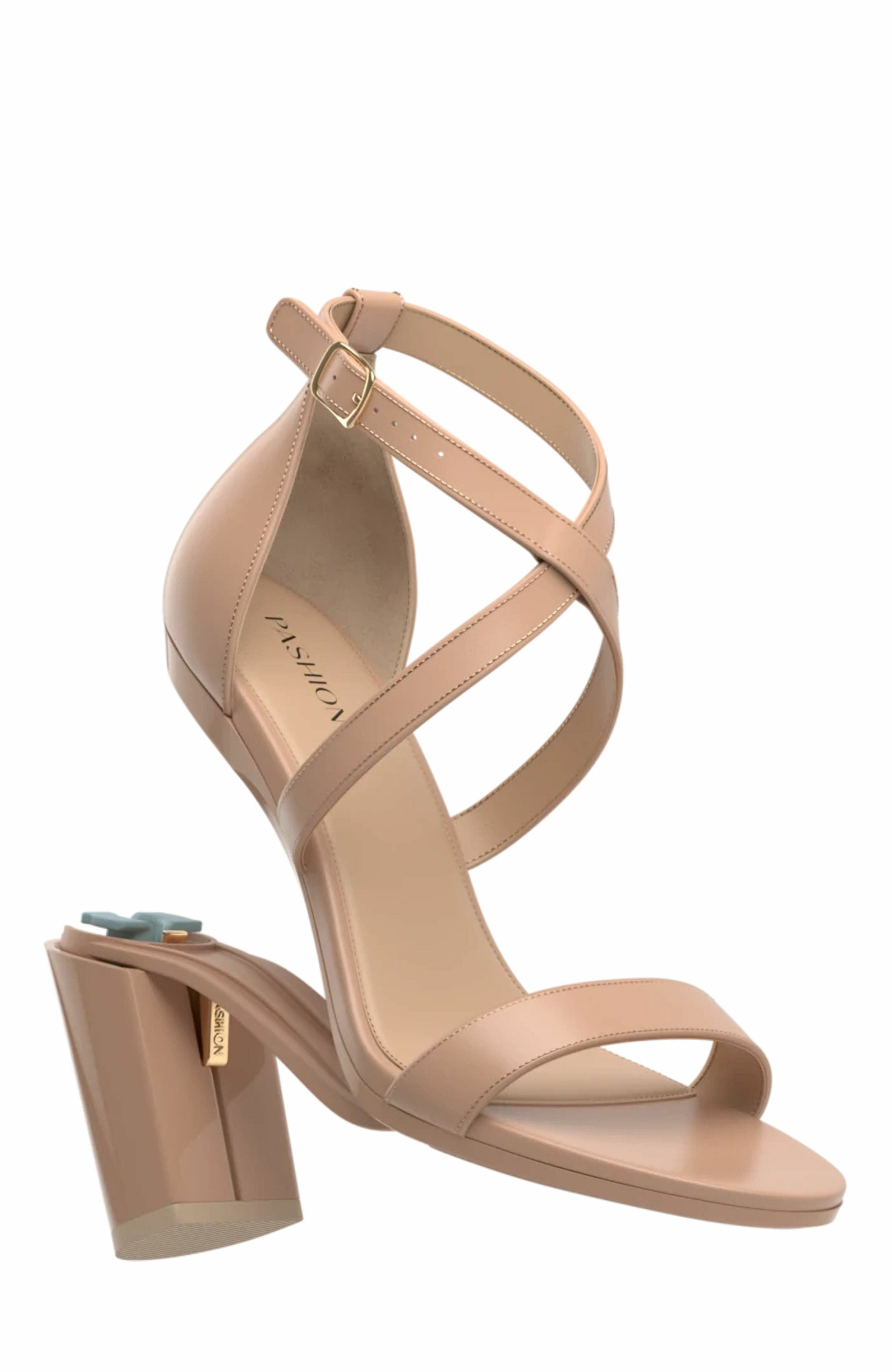 Pashion Footwear The Sandal 4" Block Heel, Alternate, color, Latte Leather