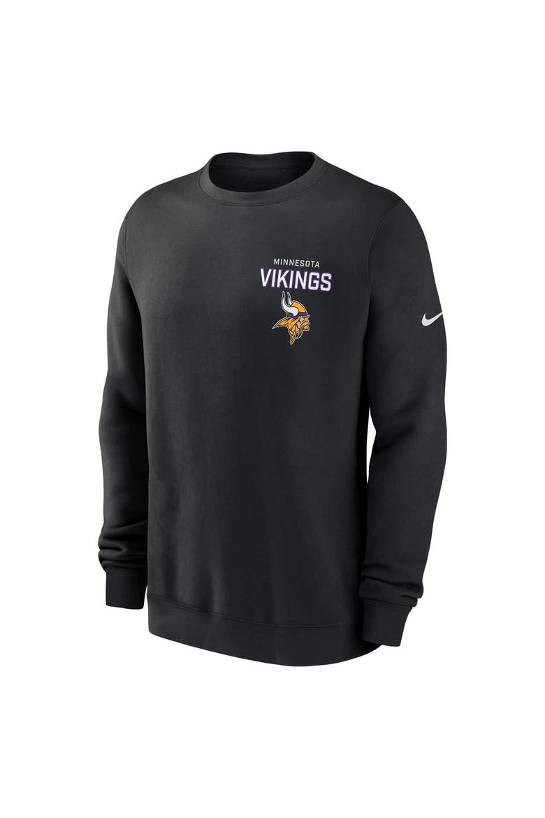 Men's Nike Black Minnesota Vikings Primetime Club Fleece Pullover Sweatshirt, Alternate, color, Black