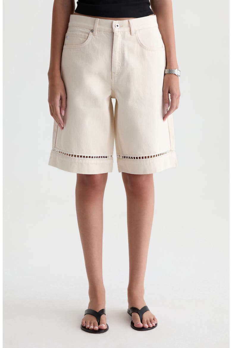 Thalia Ladder Stitch Detail Denim Shorts, Main, color, FRESH AIR