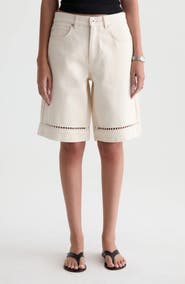 AG Thalia Ladder Stitch Detail Denim Shorts