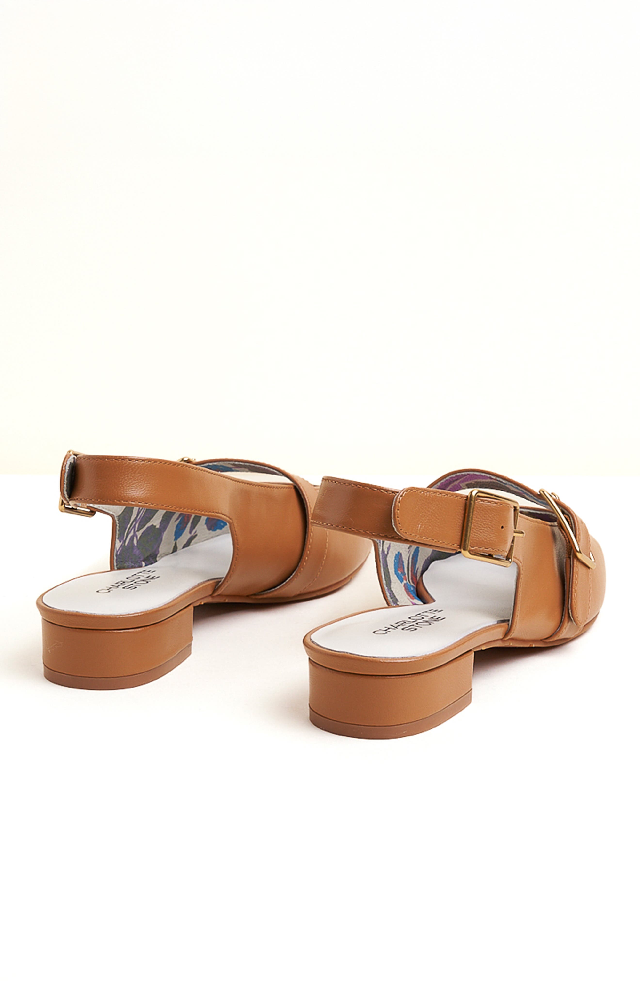 Charlotte Stone Rose Slingback Flat, Alternate, color, Camel