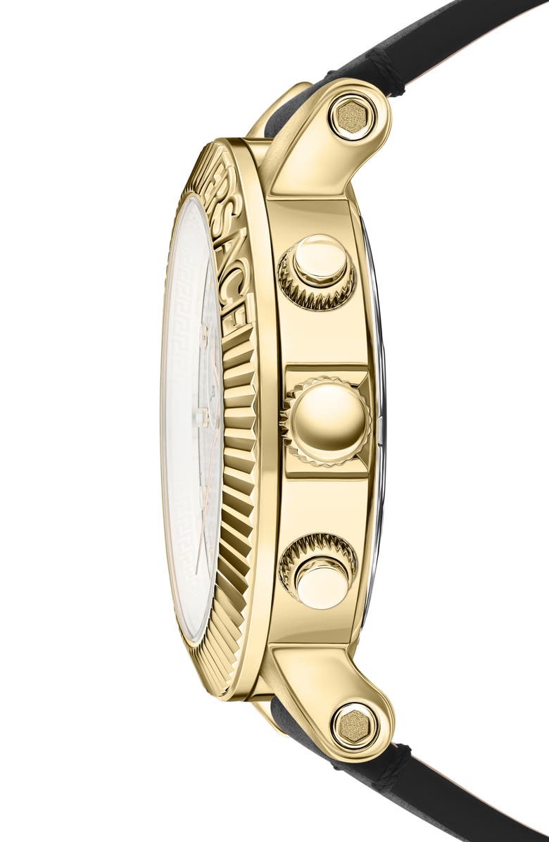 Versace V-Chrono Classic Leather Strap Watch, 45mm, Alternate, color, 