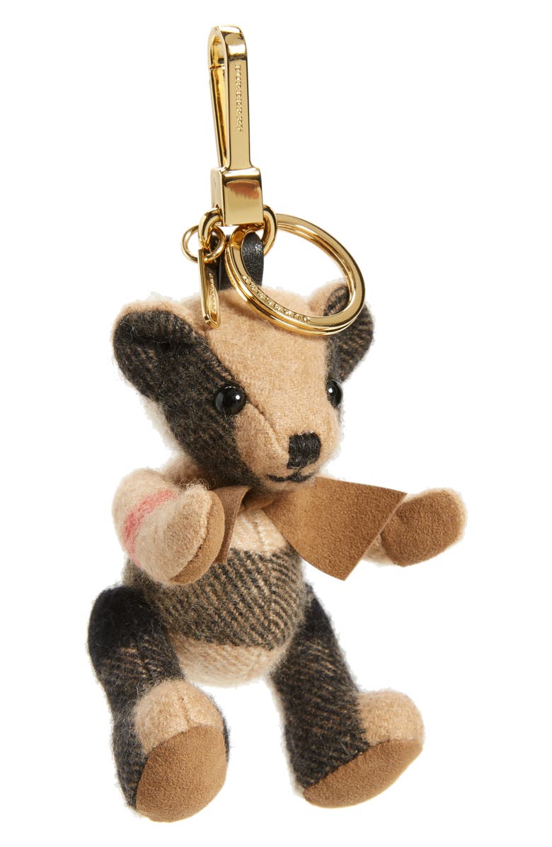 Burberry 'Thomas Bear' Check Cashmere Bag Charm, Main, color,