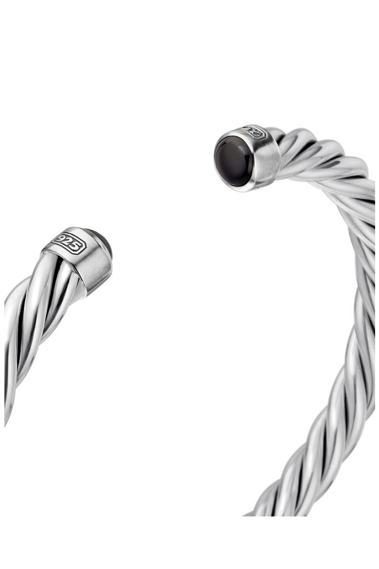 Men's Cable Cuff Bracelet in Sterling Silver with Semiprecious Stone, 6mm, Alternate, color, SILVER