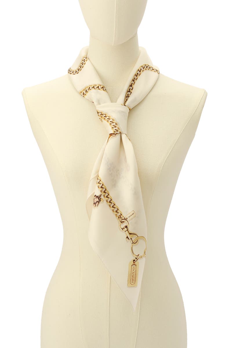 COACH Charms Silk Scarf, Alternate, color, Chalk