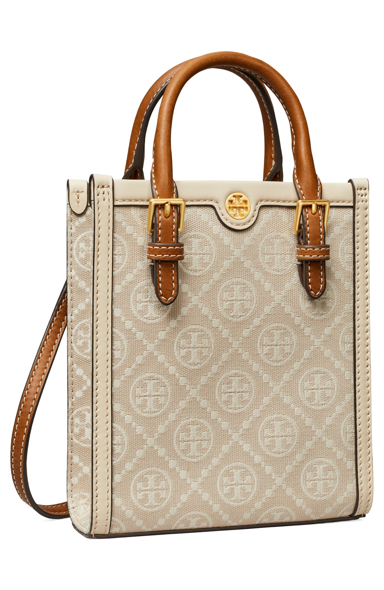 Tory Burch Mini T Monogram North/South Tote, Alternate, color, 
