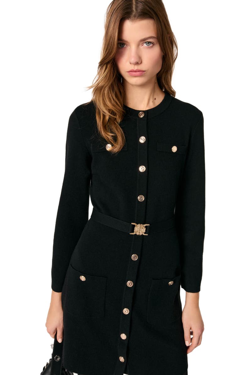 maje 2-in-1 knit dress & removable cape, Alternate, color, 