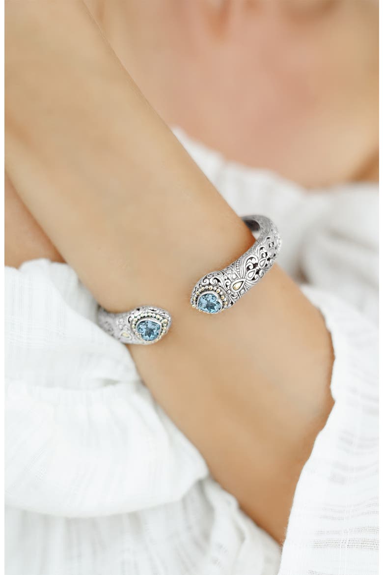Sterling Silver & 18K Yellow Gold Blue Topaz Bracelet, Alternate, color, SILVER-GOLD-BLUE