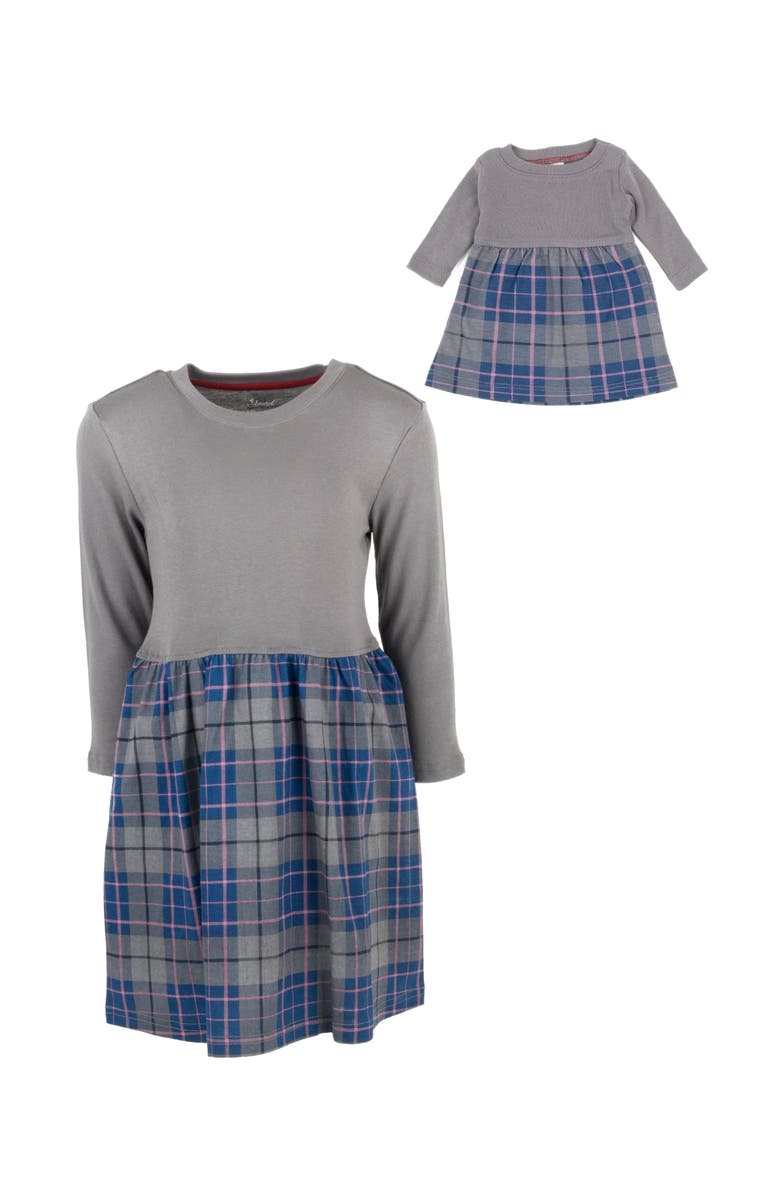 Leveret Girls Skirt Dress with Matching Doll Dress, 100% Cotton, Main, color, Dark Gray