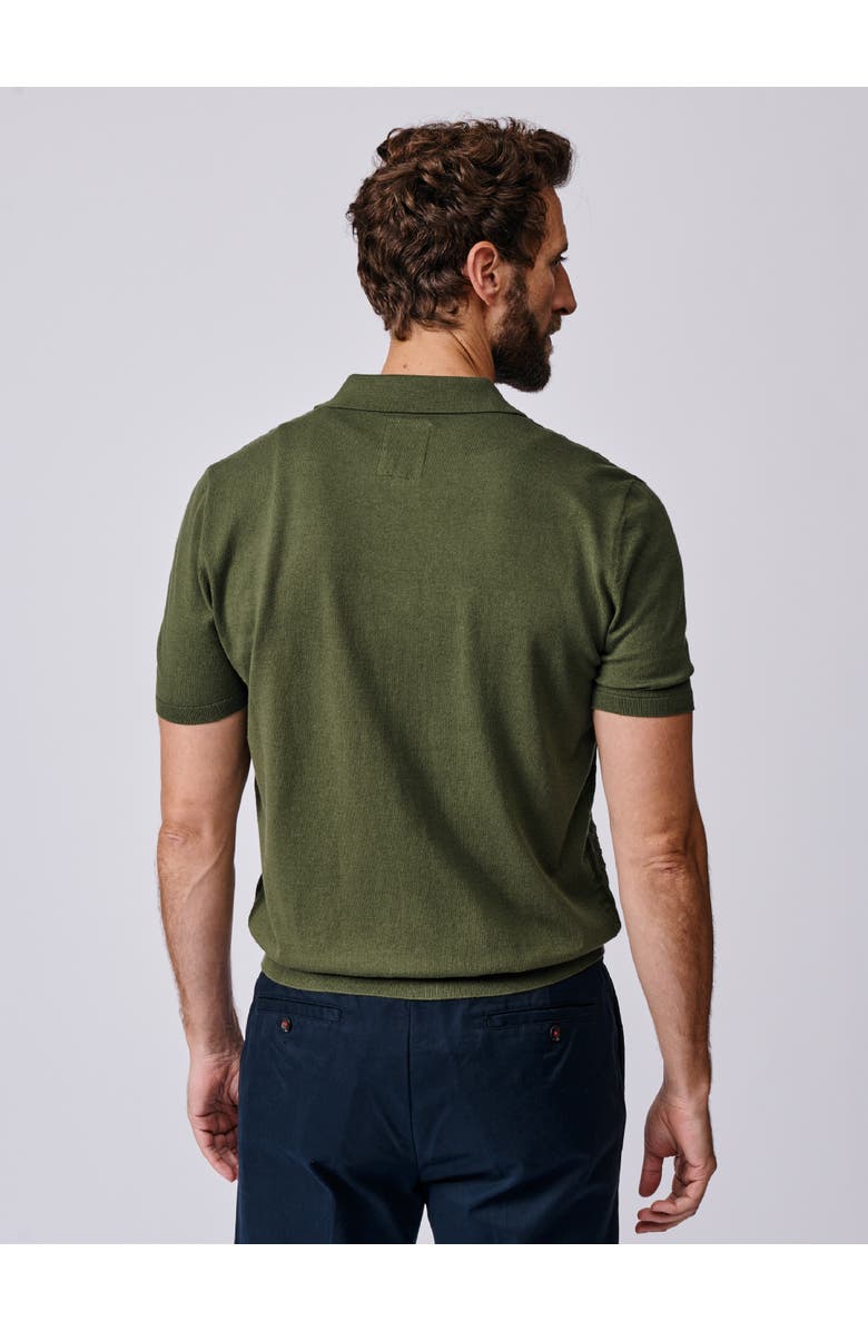 Aubin Manor Textured Button Through Polo, Alternate, color, Khaki