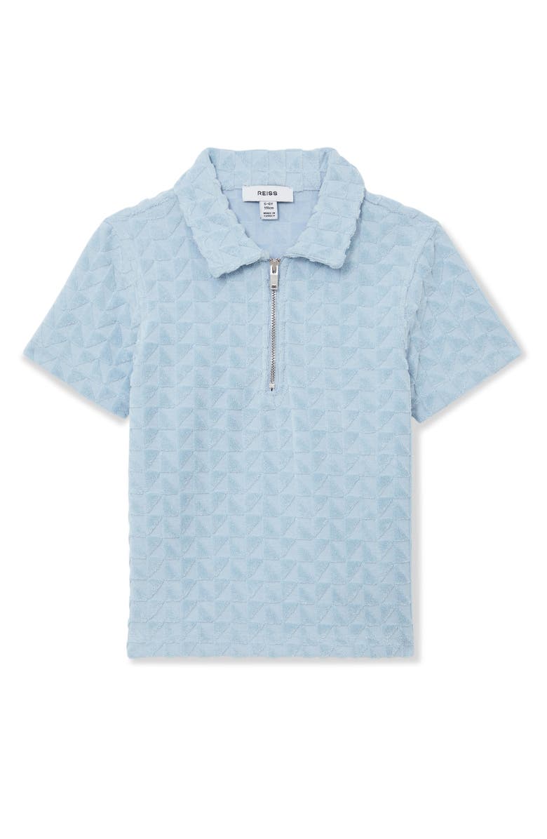 Reiss Kids' Jackson Cotton Blend Terry Polo, Main, color, Soft Blue