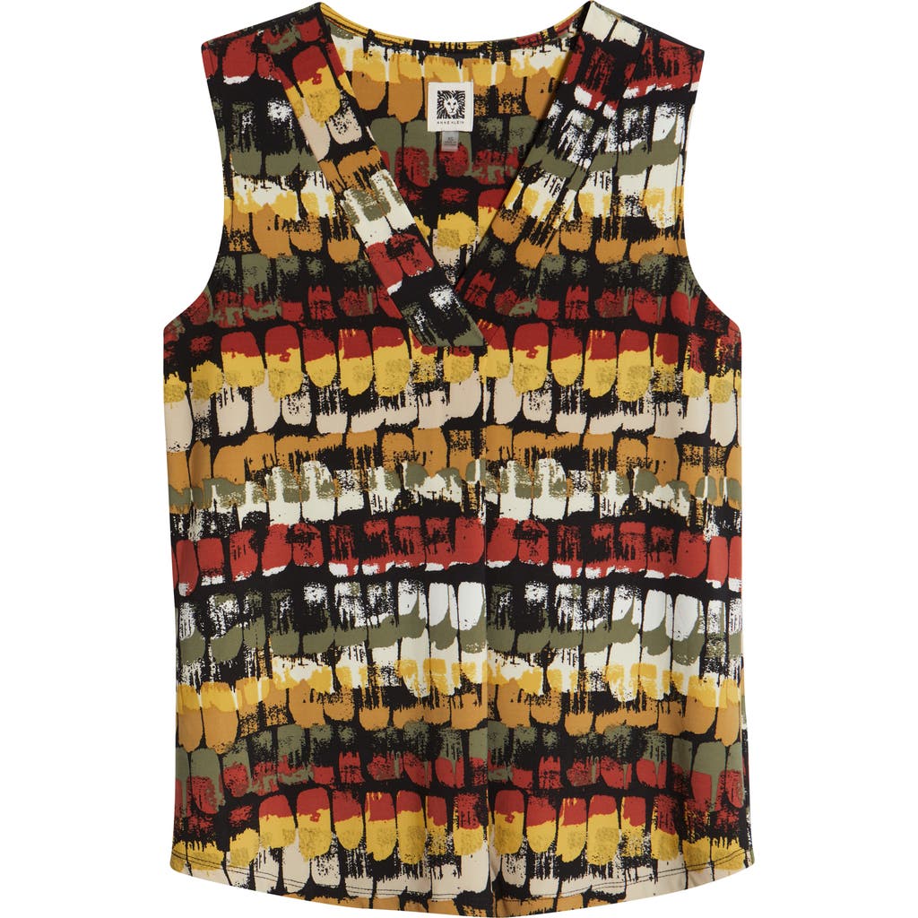 Anne Klein Printed Pleat Front Sleeveless Top
