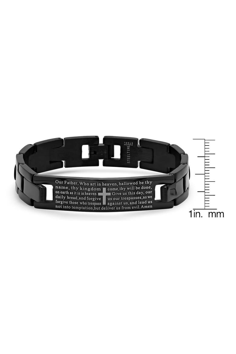 Men's Black IP Stainless Steel Lord's Prayer Bracelet, Alternate, color, BLACK