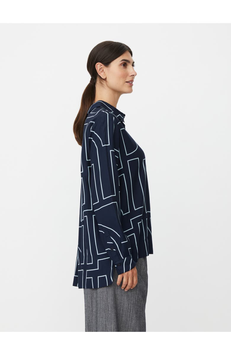 Masai Copenhagen Malmanja Long Sleeve Printed Long Shirt, Alternate, color, Navy Blazer