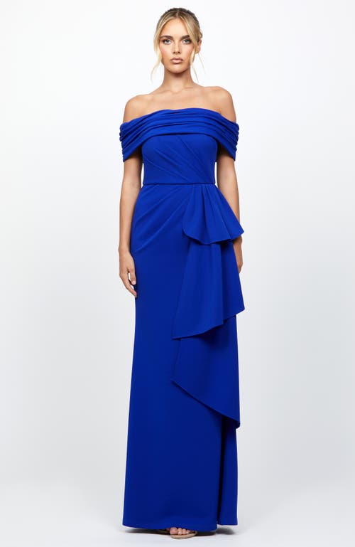 Bariano Blakely Off Shoulder Gown In Blue
