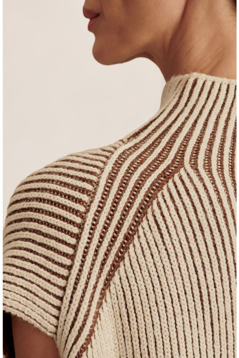 Laurne Plated Mock Neck Sweater, Alternate, color, COCOA DUST