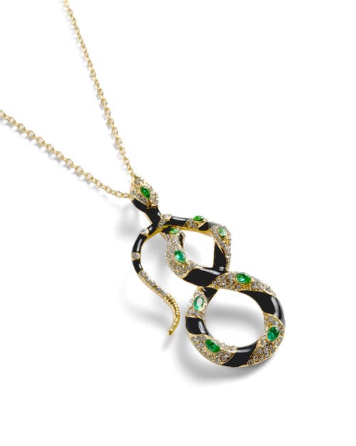 Bill Skinner Studio Bejewelled Snake Pendant In Brown