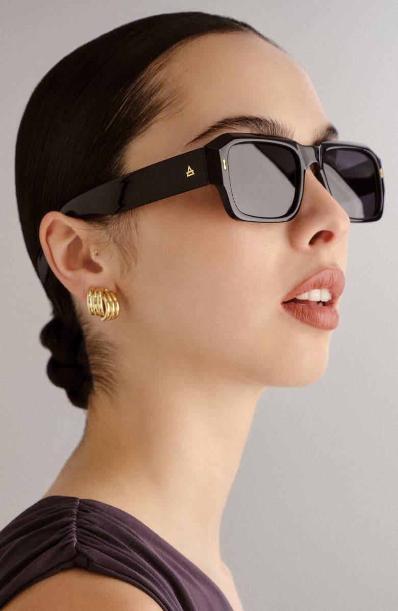 AIRE Pluto 53mm Rectangular Sunglasses, Alternate, color, Black/Smoke Mono Polarized