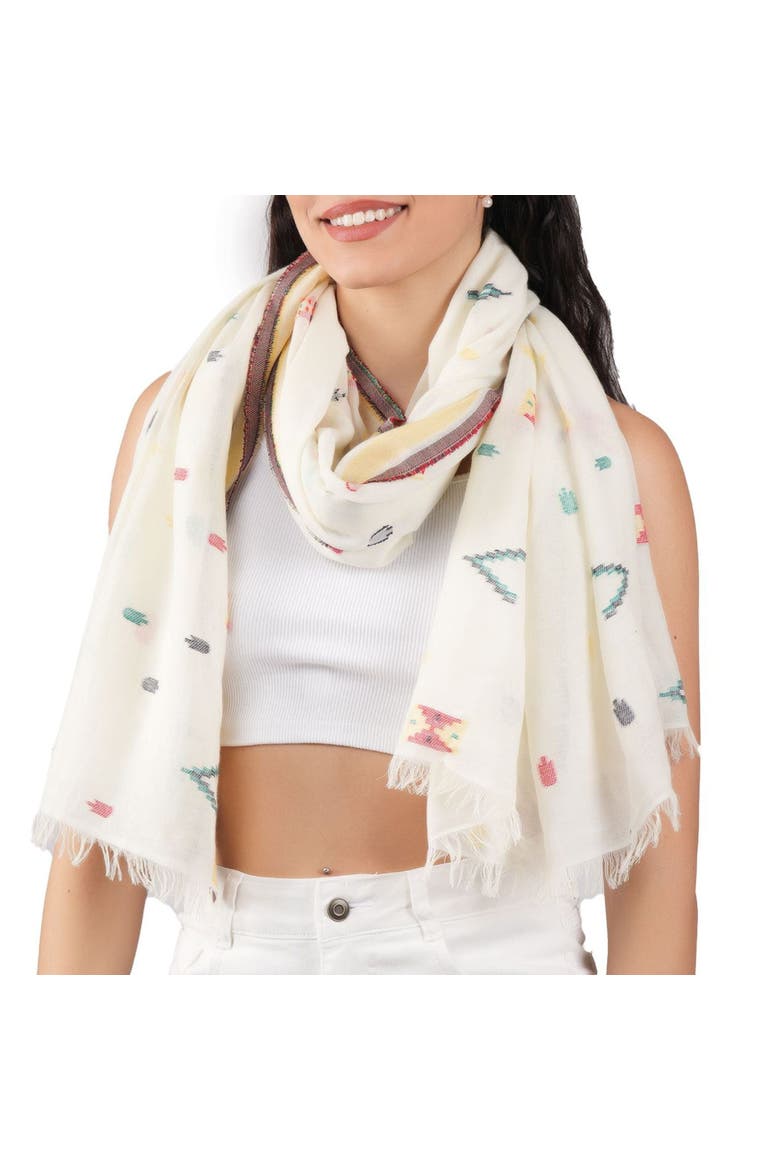Pixel Woven Cotton Scarf, Main, color, Ivory