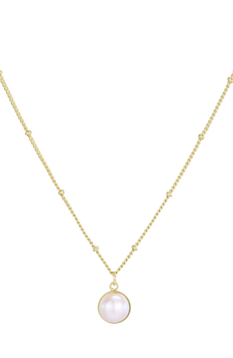 Adornia 14K Gold Plated Freshwater Pearl Pendant Necklace, Main, color, White/ Gold