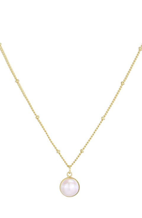 14K Gold Plated Freshwater Pearl Pendant Necklace