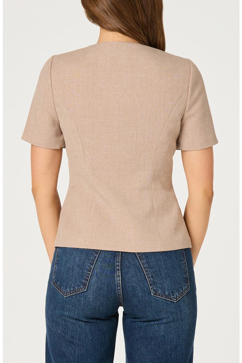 Square Neck Short Sleeve Jacket, Alternate, color, TAUPE