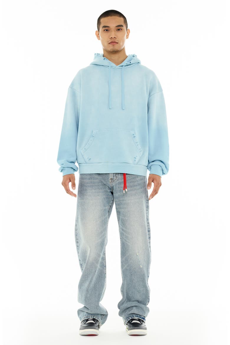 Core Distressed French Terry Pullover Hoodie, Alternate, color, BLUE GLOW