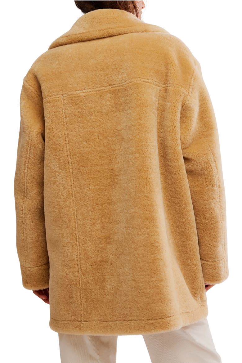 Mari Double Breasted Reversible Faux Shearling Coat, Alternate, color, TAN CREAM COMBO