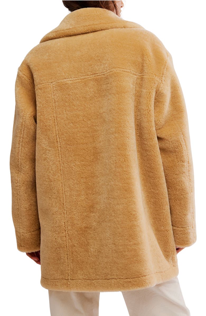 Free People Mari Double Breasted Reversible Faux Shearling Coat, Alternate, color, Tan Cream Combo