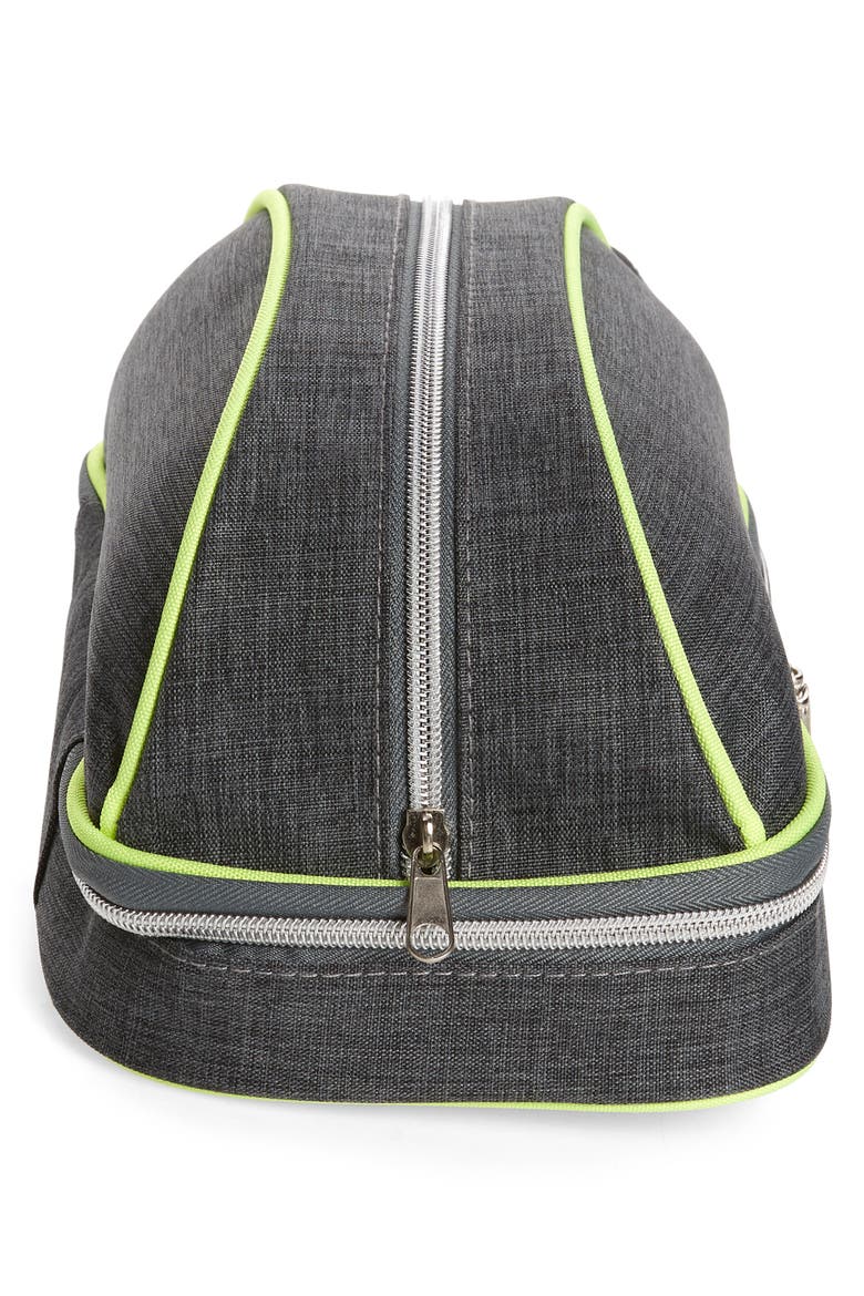 Dopp Kit Bag & Jewelry Organizer, Alternate, color, GREY- NEON YELLOW