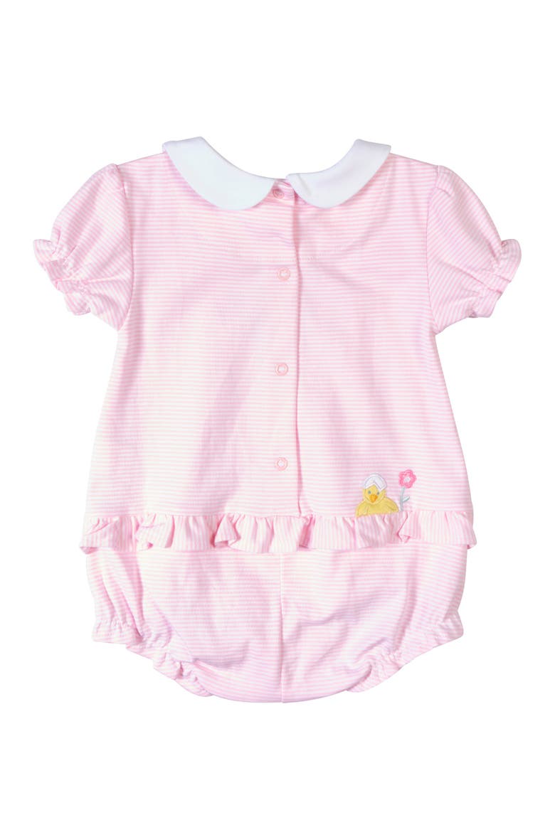 Stripe Knit Romper With Flowers & Chick, Alternate, color, Pink/White