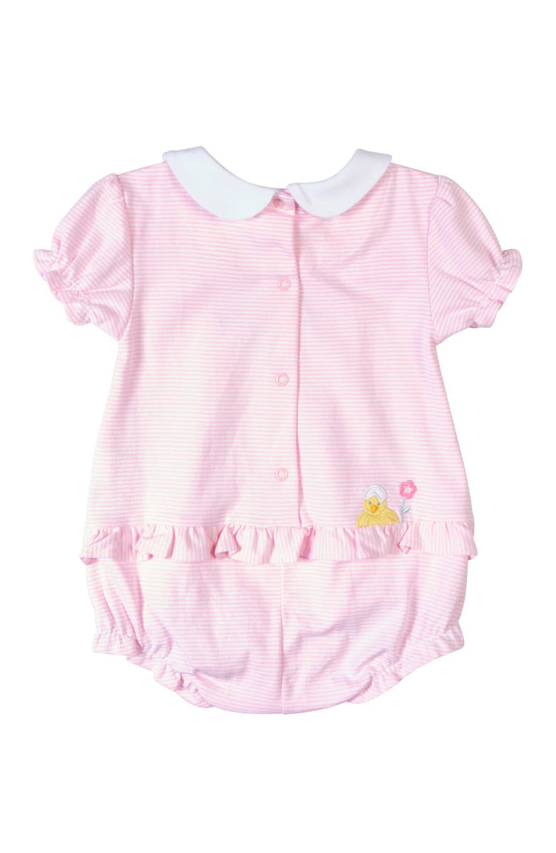 Florence Eiseman Stripe Knit Romper With Flowers & Chick, Alternate, color, Pink/White