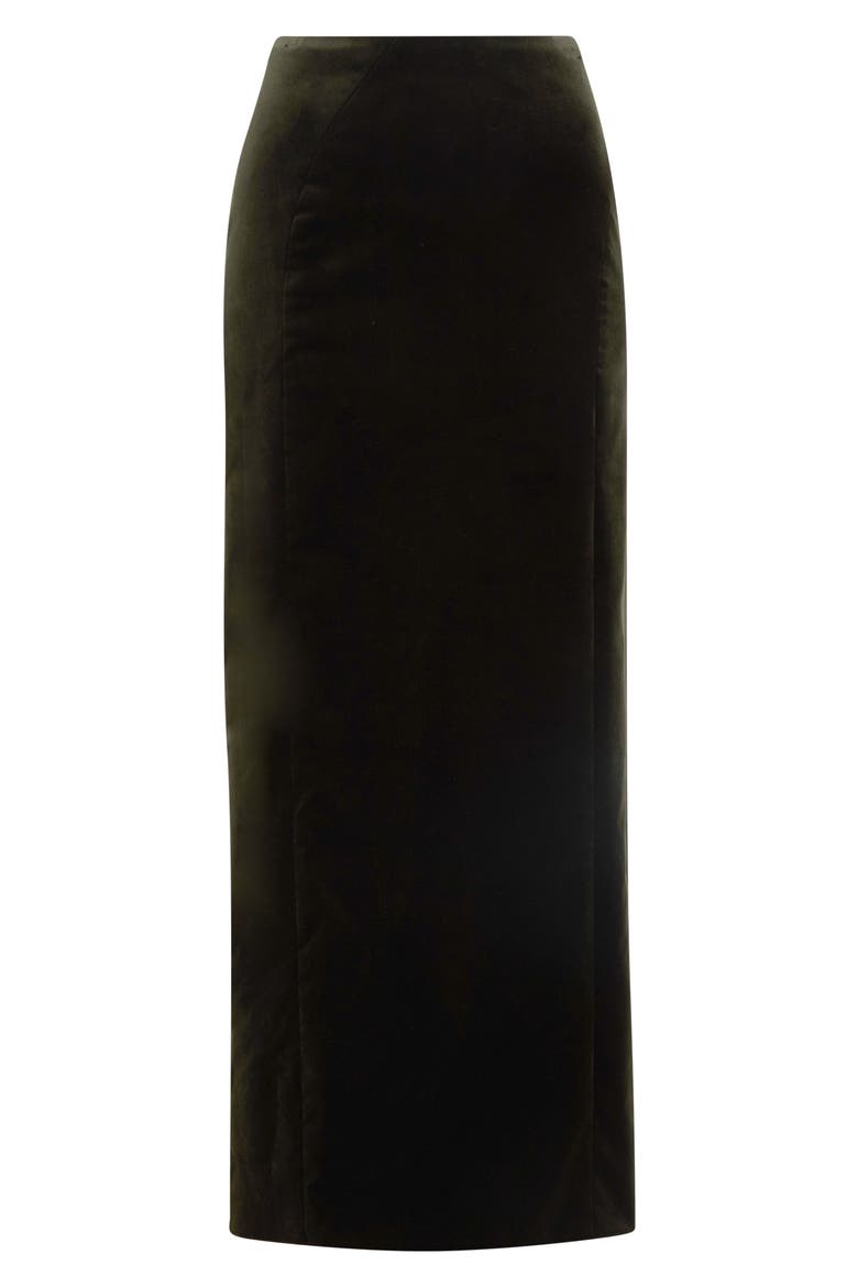 Stretch Velveteen Pencil Skirt, Alternate, color, UTILITY