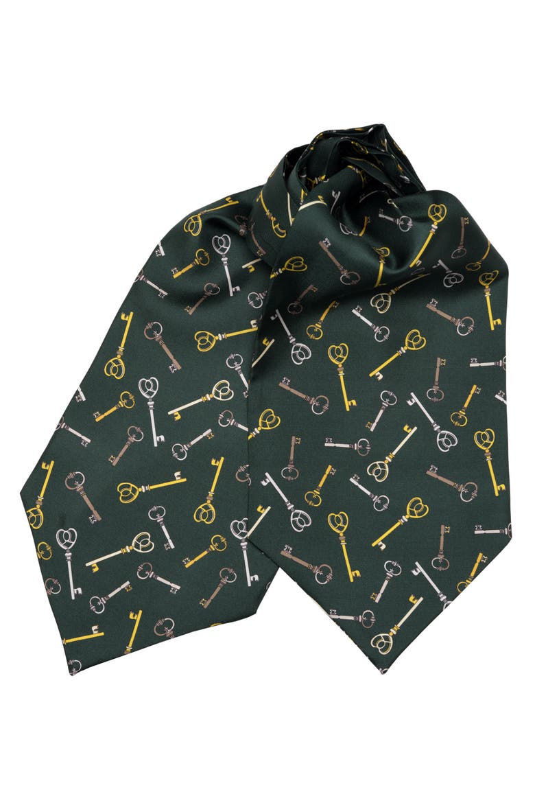 Castel Sant'Angelo - Silk Ascot Cravat Tie for Men, Main, color, Forest Green